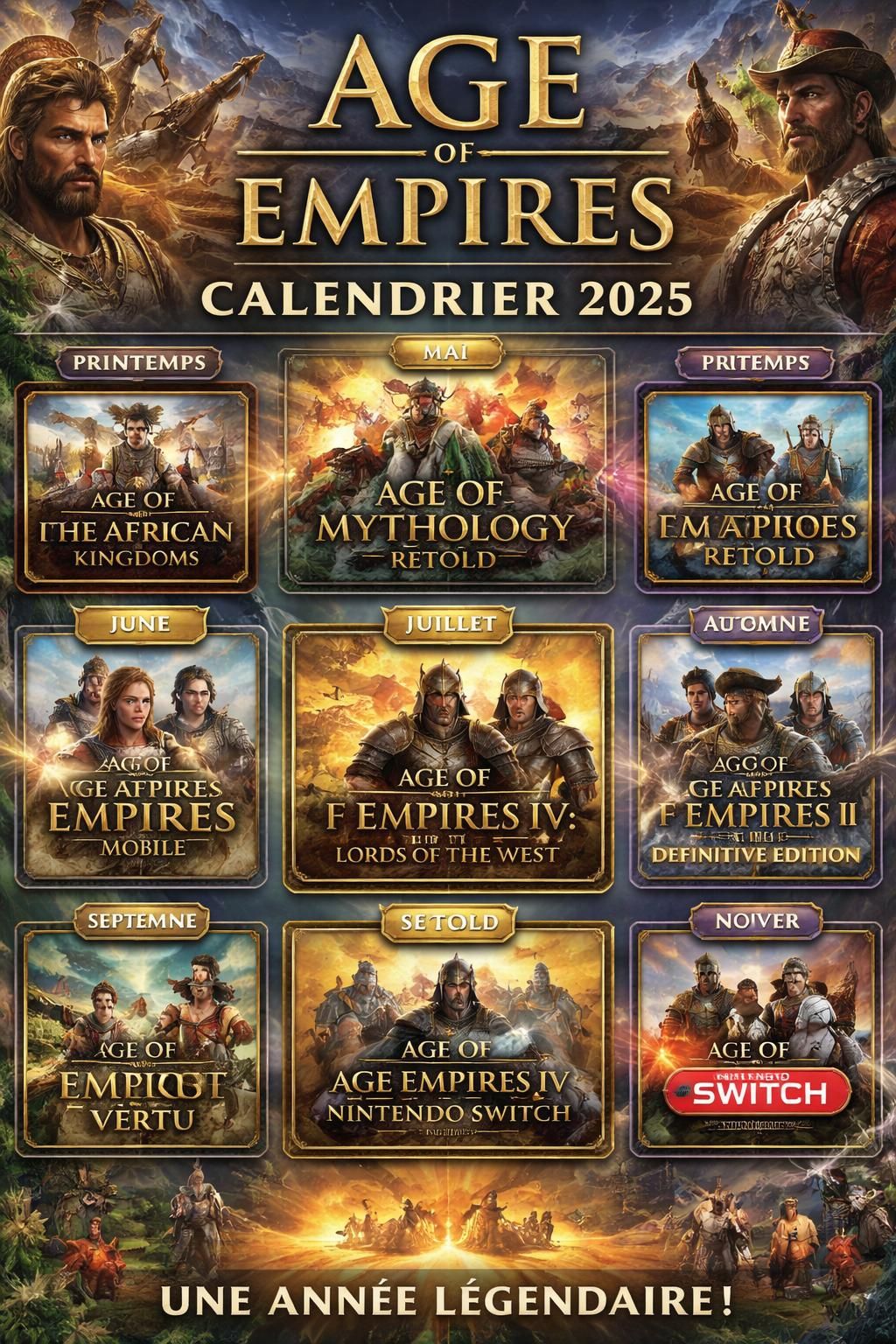 découvrez le calendrier complet des sorties d'age of empires pour 2025-2026. ne manquez aucun épisode et préparez-vous aux nouvelles aventures de cette saga légendaire.