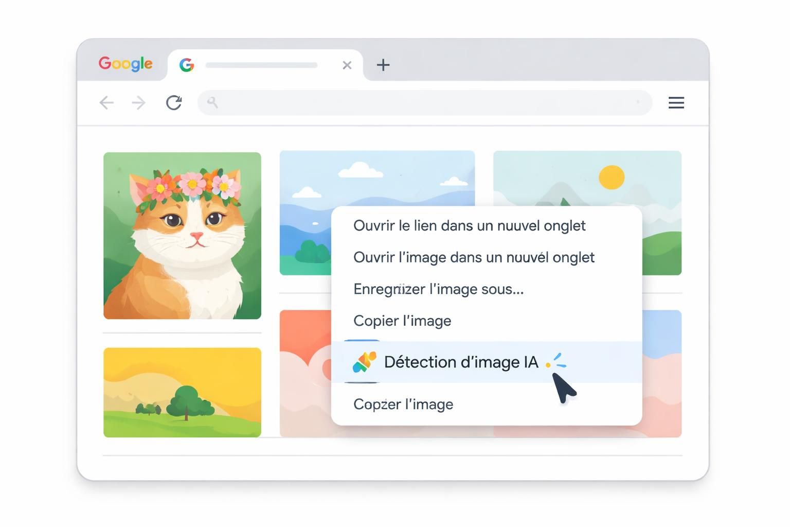 google propose un nouvel outil permettant de vérifier d'un simple clic droit si une image a été générée par intelligence artificielle, facilitant ainsi la détection rapide et accessible.