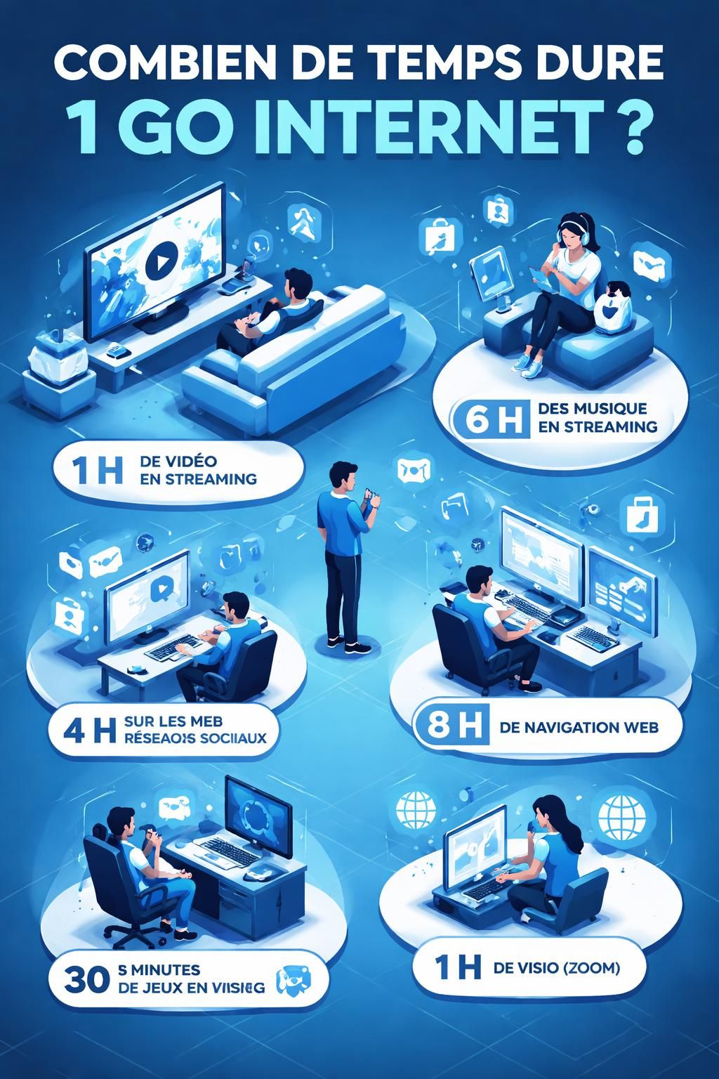 découvrez combien de temps dure un go d'internet en heures et en jours, pour mieux gérer votre consommation de données et éviter les dépassements.
